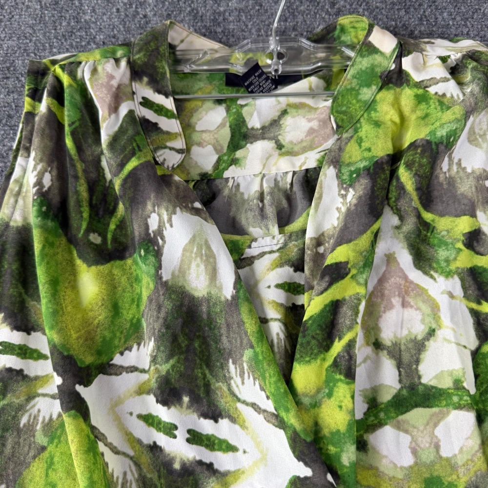 Alfani Blouse Sleeveless Green Abstract Crossover Draped 4 Contemporary